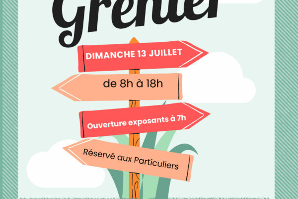 Affiche Évènement Vide Grenier Brocante Moderne Illustré Vert